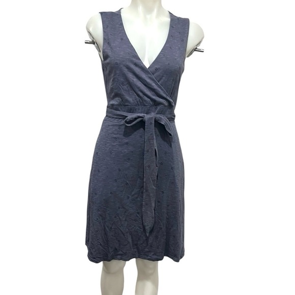 Toad & Co women’s blue sleeveless tie front mini dress size medium - Picture 2 of 9